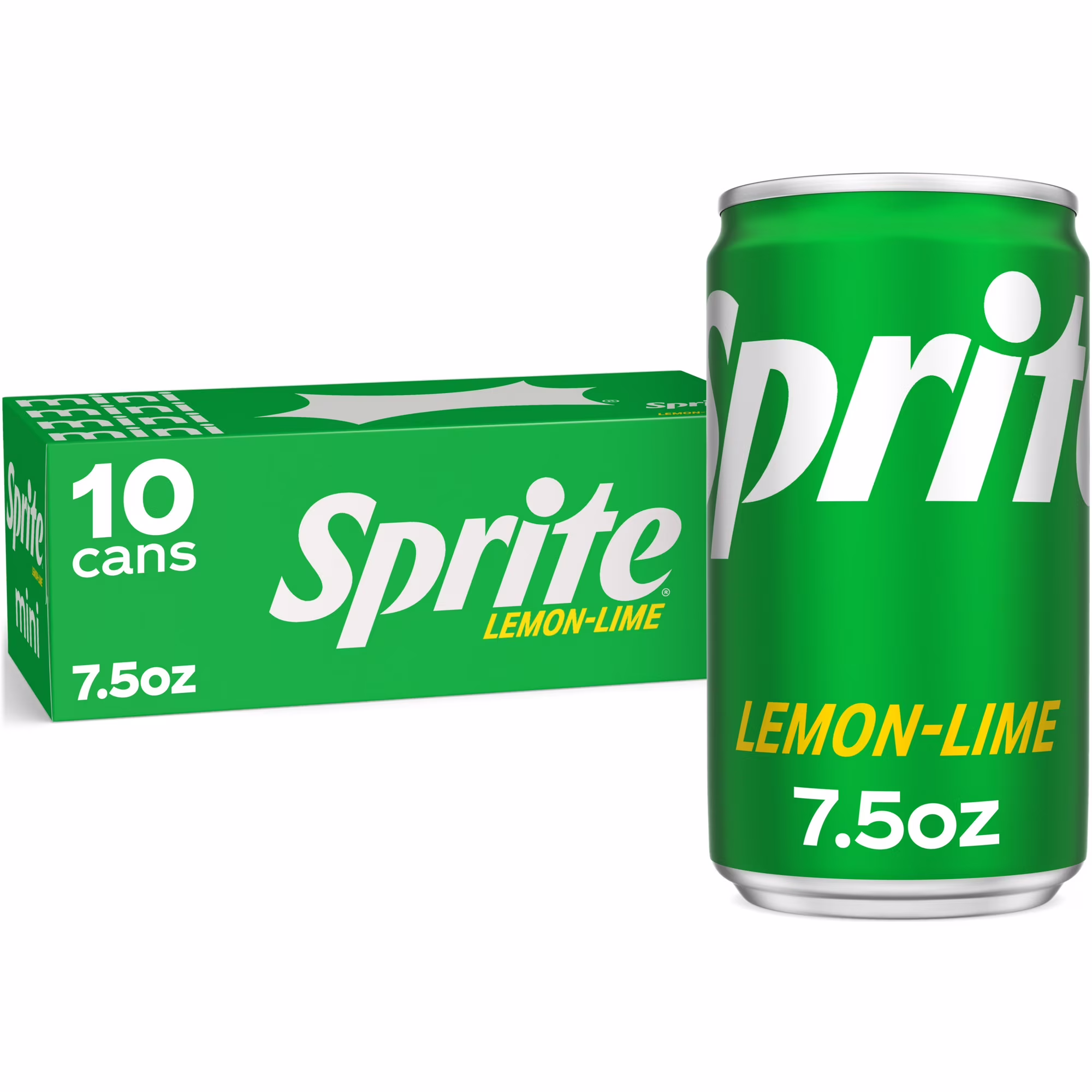 Sprite Lemon Lime Mini Soda Pop Soft Drink, 7.5 fl oz, 10 Pack Cans