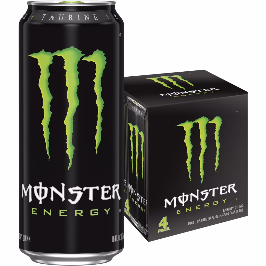 Monster Energy, Original, Energy Drink, 4 Pack - 16 Fl Oz
